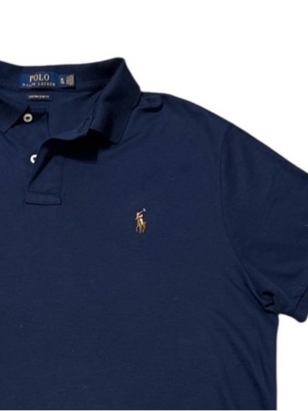 Polo by Ralph Lauren Men's Navy Classic Fit Flesh Pony Polo Shirt XL